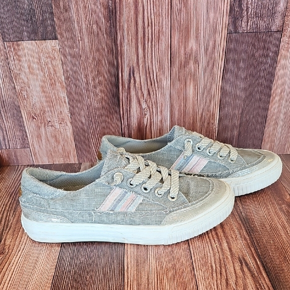 Blowfish Gray Canvas Sneakers with Pink Accents - Picture 1 of 10